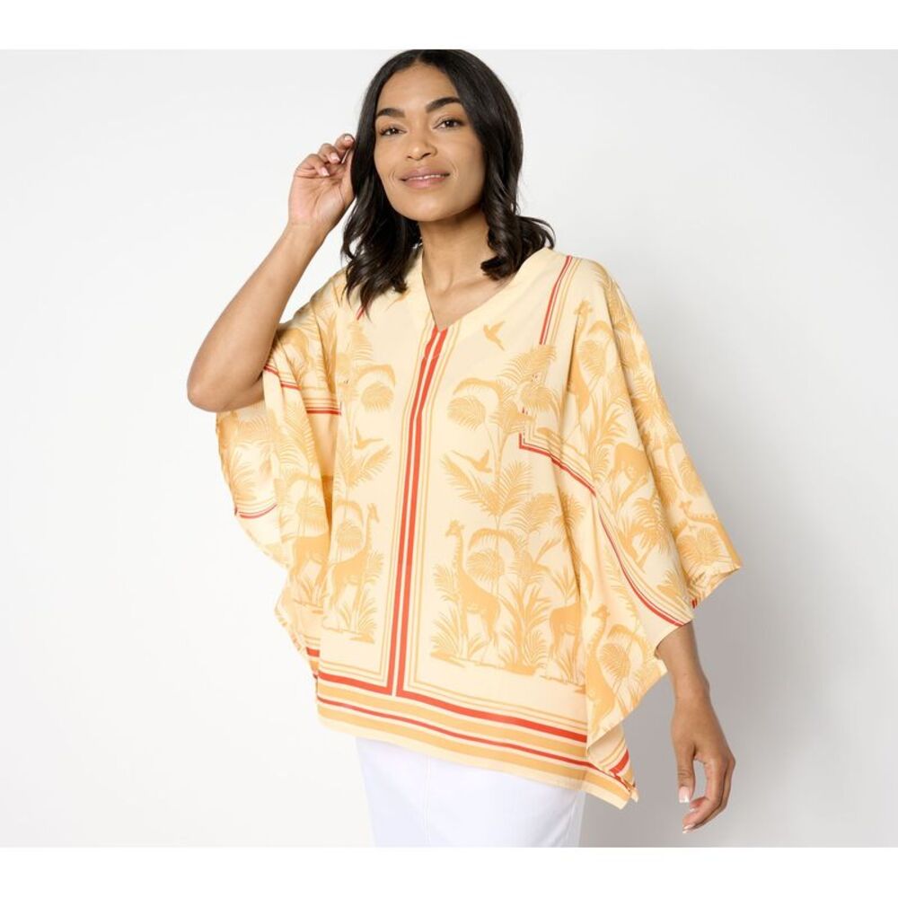 Top Knot Women's Plus Sz 2X Safari Soiree Poncho Brown A647809